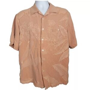 Vintage TORI RICHARD Orange Short Sleeve Button Silk Hawaiian Shirt Men's Sz L